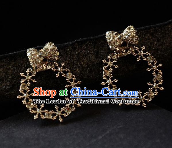 European Western Bride Vintage Accessories Renaissance Crystal Bowknot Earrings for Women