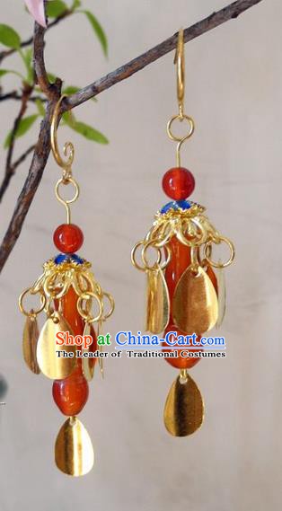 Asian Chinese Traditional Handmade Agate Earrings Jewelry Accessories Eardrop for Women