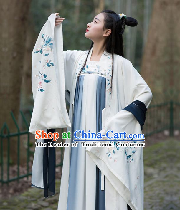 Traditional Chinese Ancient Jin Dynasty Princess Costume Embroidered Hanfu Cardigan for Women