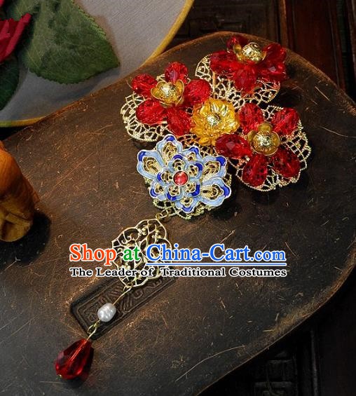 Chinese Handmade Classical Wedding Hair Accessories Ancient Hanfu Tassel Hairpins for Women