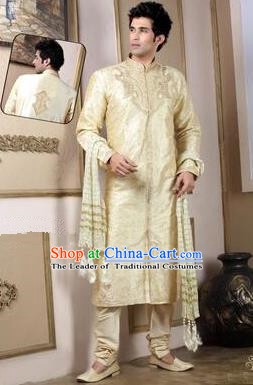Traditional Asian India Stage Performance Golden Costume Hindustan Indian Prince National Clothing for Men