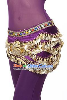 Traditional Asian Indian Belly Dance Waist Accessories Purple Waistband India National Dance Belts for Women