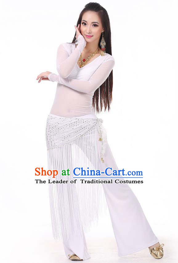 Asian Indian Belly Dance White Costume Stage Performance India Raks Sharki Dress for Women