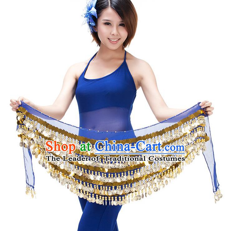 Asian Indian Belly Dance Paillette Waist Chain Royalblue Waistband India Raks Sharki Belts for Women