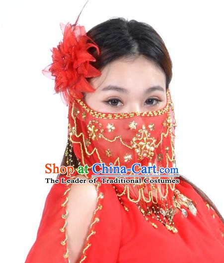 Asian Indian Belly Dance Red Veil India National Dance Mask Veil for Women