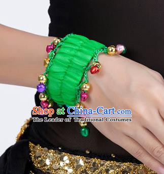 Oriental Indian Belly Dance Accessories Green Bracelets India Raks Sharki Bells Bangle for Women