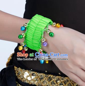 Oriental Indian Belly Dance Accessories Light Green Bracelets India Raks Sharki Bells Bangle for Women