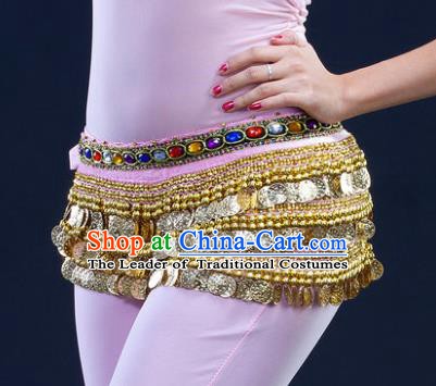 Asian Indian Belly Dance Paillette Pink Waist Chain Tassel Waistband India Raks Sharki Belts for Women