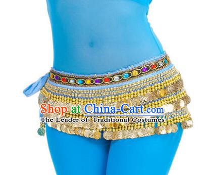 Asian Indian Belly Dance Paillette Blue Waist Chain Tassel Waistband India Raks Sharki Belts for Women
