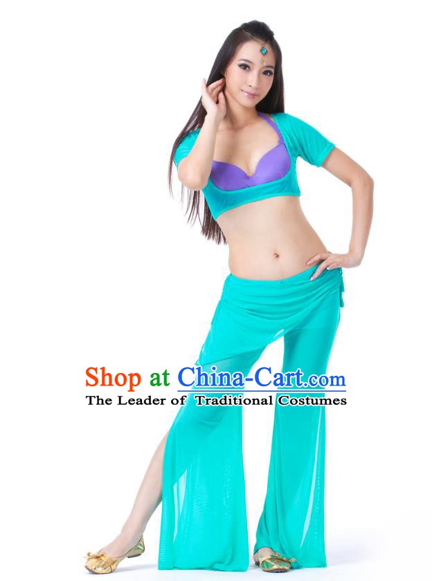Asian Indian Belly Dance Lake Blue Uniform India Raks Sharki Dress Oriental Dance Clothing for Women