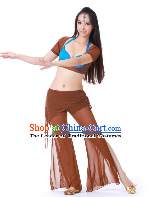 Asian Indian Belly Dance Brown Uniform India Raks Sharki Dress Oriental Dance Clothing for Women