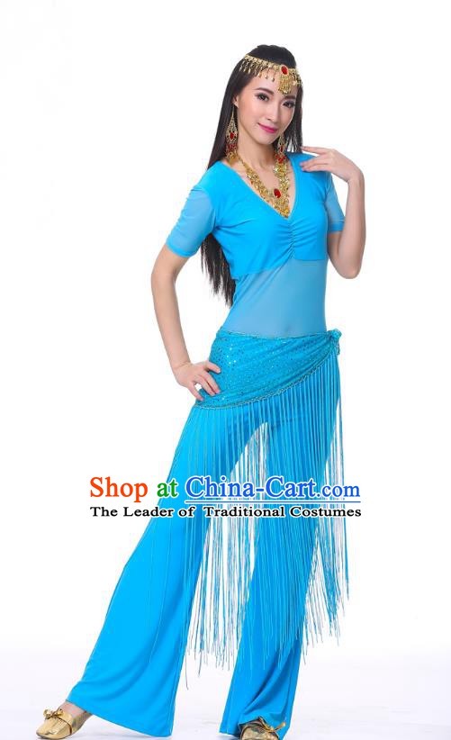 Indian Belly Dance Costume India Raks Sharki Blue Suits Oriental Dance Clothing for Women