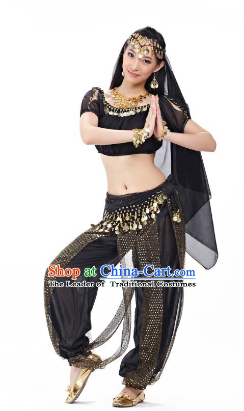 Top Indian Bollywood Belly Dance Costume Oriental Dance Black Dress, India Raks Sharki Clothing for Women