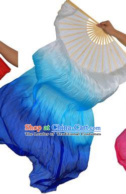 China Folk Dance Folding Fans Yanko Dance White Blue Silk Fans for for Women