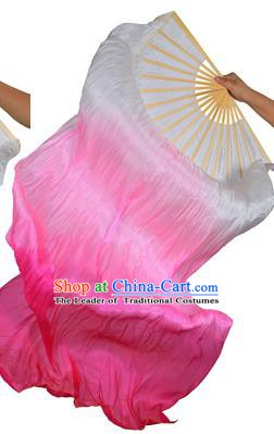 China Folk Dance Folding Fans Yanko Dance White Pink Silk Fans for for Women