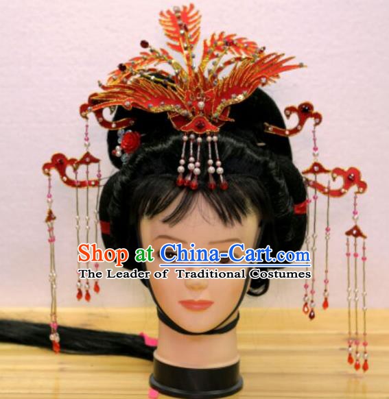 Traditional Handmade Chinese Beijing Opera Hair Accessories Princess Phoenix Coronet Hairpins Complete Set for Women