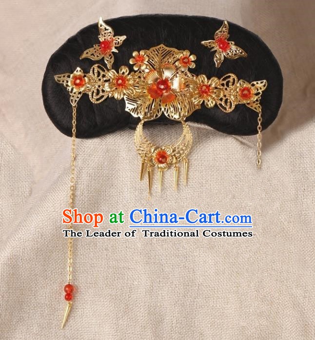 Chinese Handmade Classical Qing Dynasty Hair Accessories Ancient Manchu Princess Headwear Hairpins for Kids
