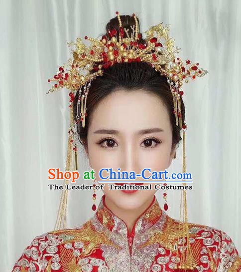 Chinese Handmade Classical Wedding Hair Accessories Ancient Tassel Hairpins Headdress for Women