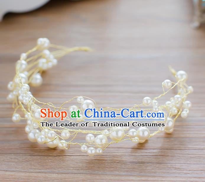 Handmade Classical Wedding Hair Accessories Bride Pearls Hair Clasp Headband for Women