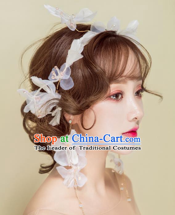 Handmade Classical Wedding Hair Accessories Bride Feather Flowers Hair Clasp Headband for Women