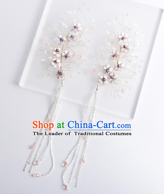 Handmade Classical Wedding Accessories Bride Flowers Tassel Earrings for Women