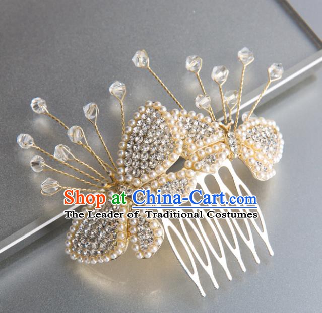 Handmade Classical Wedding Hair Accessories Bride Hairpins Pearls Butterfly Hair Combs for Women