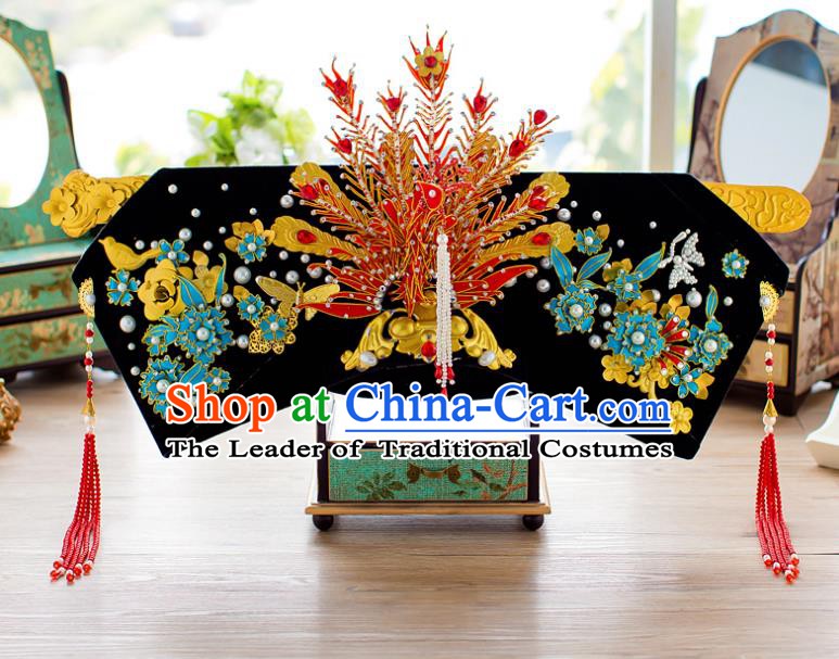 Chinese Handmade Classical Qing Dynasty Hair Accessories Ancient Hairpins Phoenix Coronet Headdress for Women