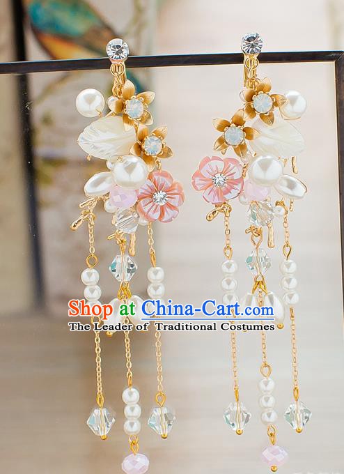 Handmade Classical Wedding Accessories Pearls Tassel Eardrop Bride Earrings for Women