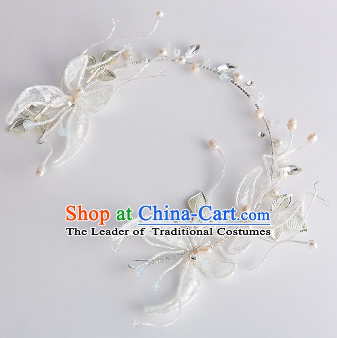 Handmade Classical Wedding Hair Accessories Bride Lace Butterfly Hair Clasp Headwear for Women