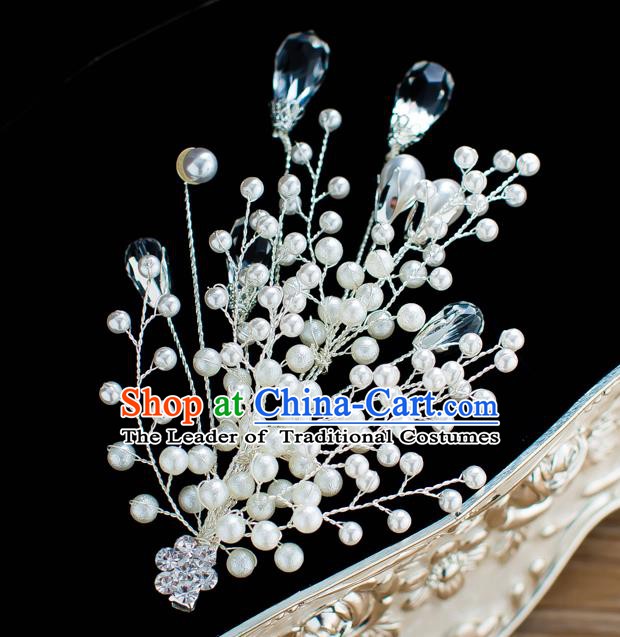 Handmade Classical Wedding Hair Accessories Bride Pearls Hair Claw Headwear for Women