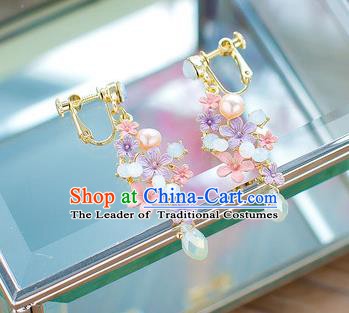 China Handmade Classical Wedding Accessories Hanfu Flowers Tassel Earrings for Women