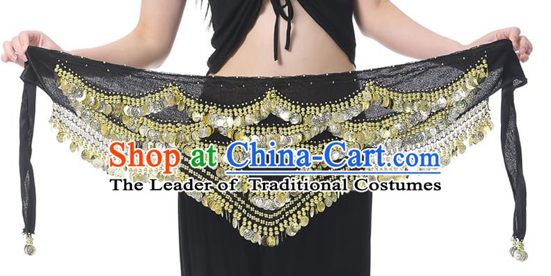 Indian Belly Dance Black Waistband India Raks Sharki Paillette Belts Waist Accessories for Women