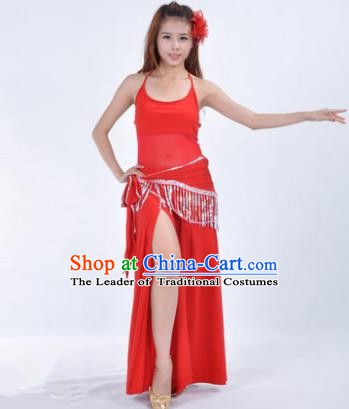 Traditional Indian National Belly Dance Red Dress India Oriental Dance Costume for Women