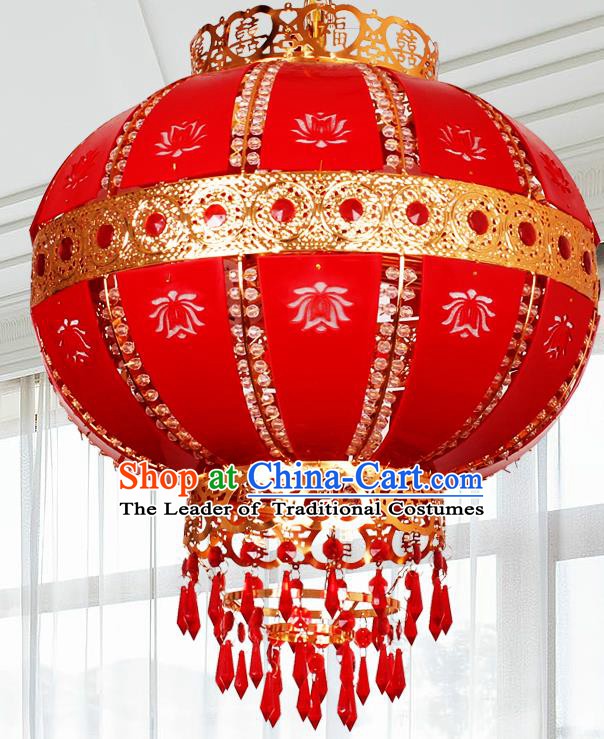 Traditional Chinese Revolving Palace Lanterns Handmade Red Hanging Lantern Ancient Ceiling Lamp