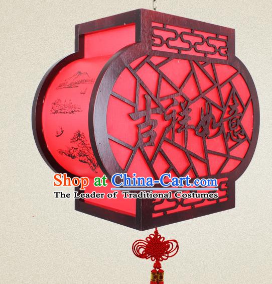 Traditional Chinese Red Parchment Palace Lanterns Handmade New Year Hanging Lantern Ancient Ceiling Lamp