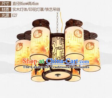 Traditional Chinese Printing Six-lights Ceiling Palace Lanterns Handmade Wood Lantern Ancient Lamp