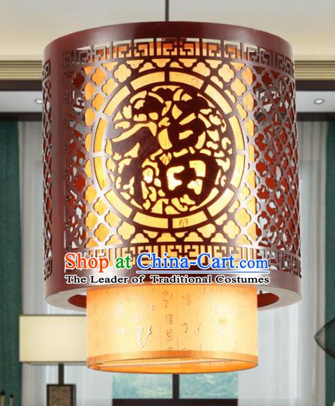 Traditional Chinese Wood Palace Hanging Lanterns Handmade Lantern Ancient Ceiling Lamp