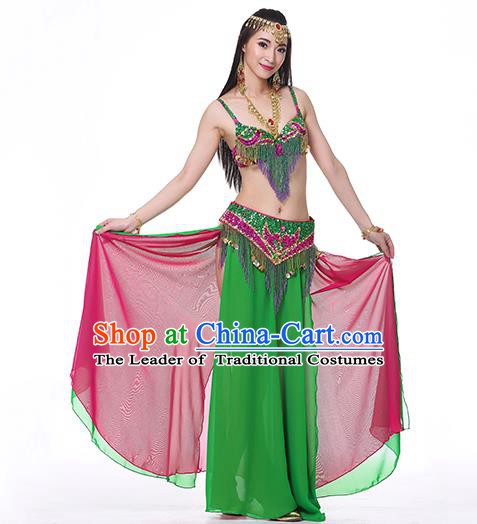 Indian National Belly Dance Clothing India Oriental Dance Sexy Green Dress for Women