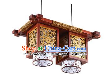 Traditional Chinese Wood Carving Hanging Ceiling Palace Lanterns Handmade Two-pieces Lantern Ancient Lamp