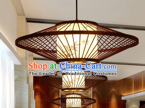 Traditional Chinese Bamboo Weaving Hanging Lanterns Handmade Painting Bamboo Lantern Ancient Lamp