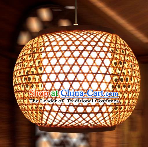Traditional Chinese Straw Plaited Lanterns Handmade Hanging Ceiling Lantern Ancient Lamp