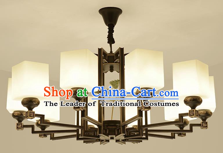 Traditional Handmade Chinese Iron Palace Lanterns Ancient Ten-Lights Porcelain Ceiling Lantern Ancient Lamp