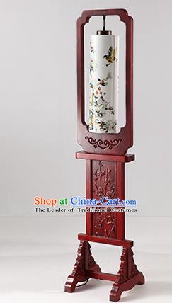 China Handmade Painting Butterfly Ceramics Floor Lantern Ancient Wood Lanterns Traditional Lamp