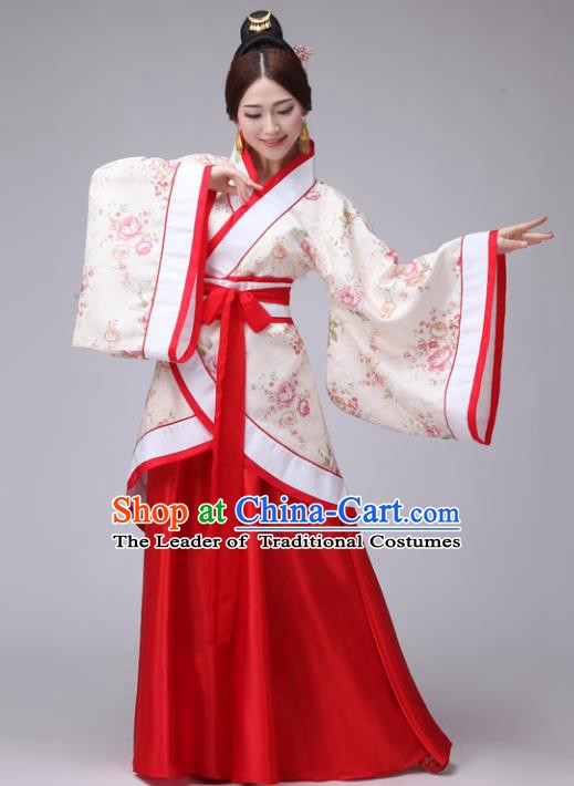 Chinese Han Dynasty Princess Embroidered Costume Ancient Palace Lady Hanfu Clothing for Women