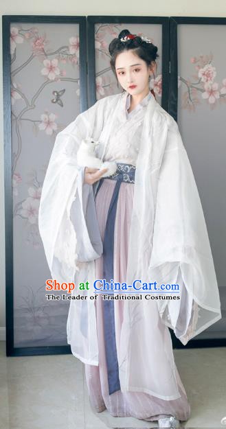 Ancient Chinese Jin Dynasty Princess Hanfu Costume Embroidered Dress for Women