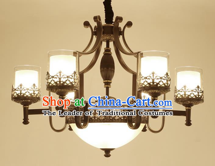 China Handmade Six-Lights Ceiling Lanterns Traditional Chinese Iron Palace Lantern Ancient Lanterns