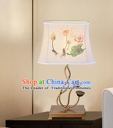 Traditional Chinese Palace Lantern Handmade Painting Lotus Desk Lanterns Ancient Lamp