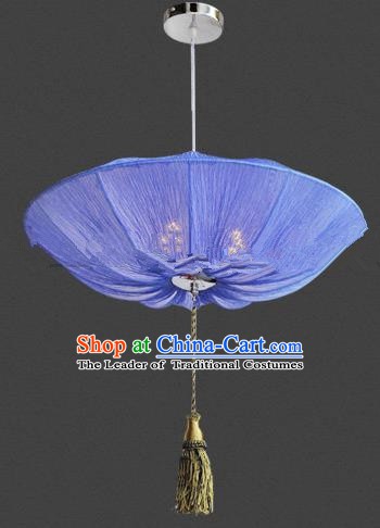 Top Grade Handmade Blue Lotus Leaf Lanterns Traditional Chinese Palace Lantern Ancient Ceiling Lanterns