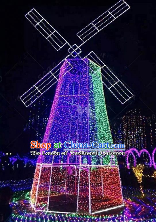 Traditional Christmas Windmill Light Show Decorations Lamps Stage Display Lamplight LED Lanterns