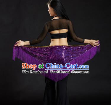Indian Belly Dance Purple Tassel Waist Scarf Belts India Raks Sharki Waistband for Women